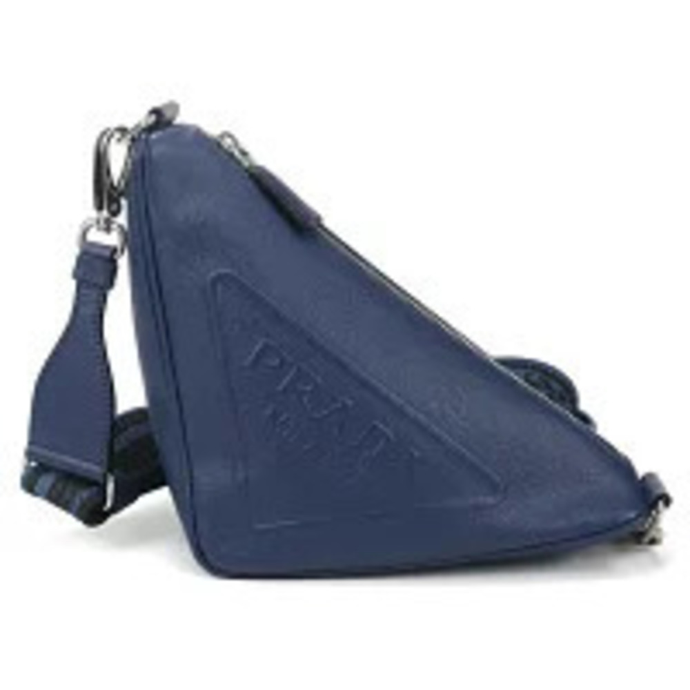 Prada Tessuto Crossbody Bag Triangle Leather Blue